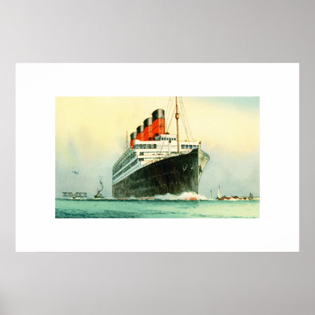 THE AQUITANIA CUNARD WHITE STAR LINE SHIP POSTER (Front)
