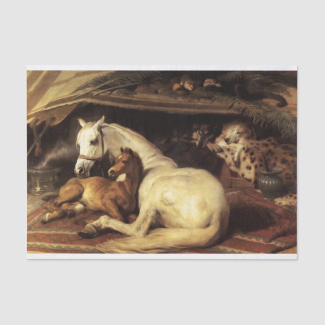 THE ARAB TENT WITH HORSES ,OTHER ANIMALS TISSUE PAPER (Front)