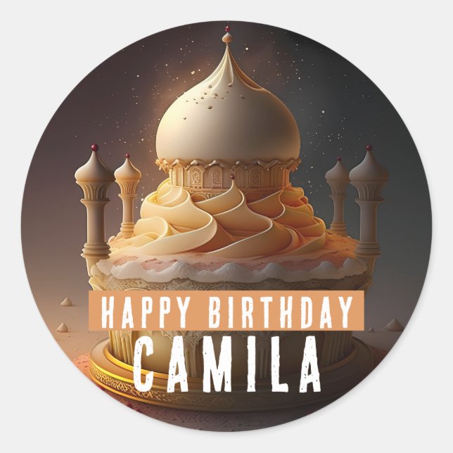 The Arabian Nights  Birthday Cake -  Classic Round Sticker (Front)