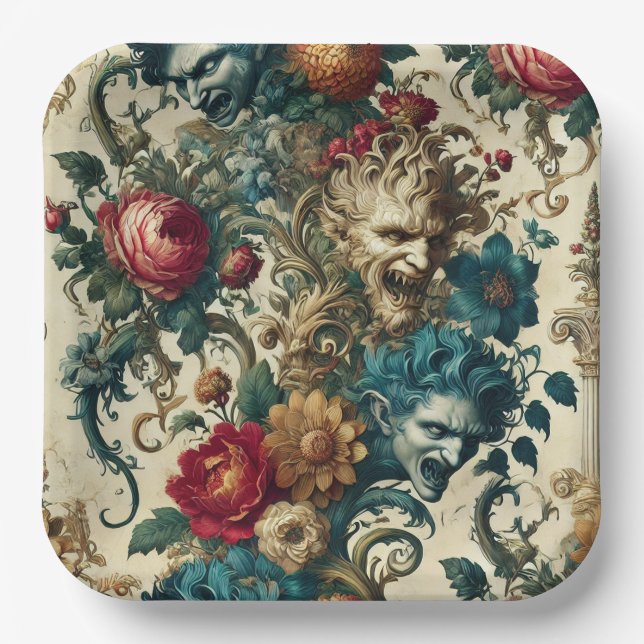 The Arcane Anarchy – Gothic Floral  Paper Plate (Front)