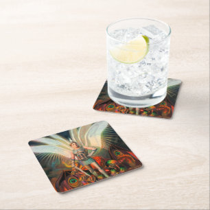 The Archangel Michael Defeats the Dragon Square Paper Coaster