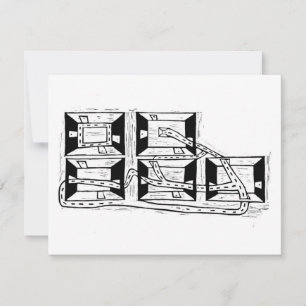 The Architecture of Connection Linocut RSVP Card