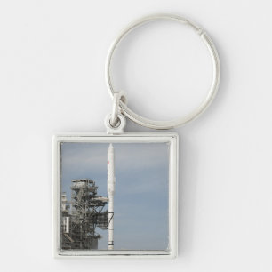 The Ares I-X rocket is seen on the launch pad Key Ring