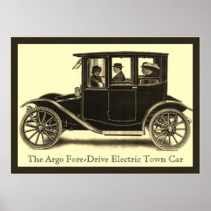 The Argo Fore-Drive Electric Town Car ~ Vintage Poster