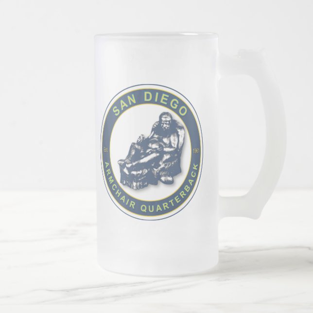 THE ARMCHAIR QB - San Diego Frosted Glass Beer Mug (Right)