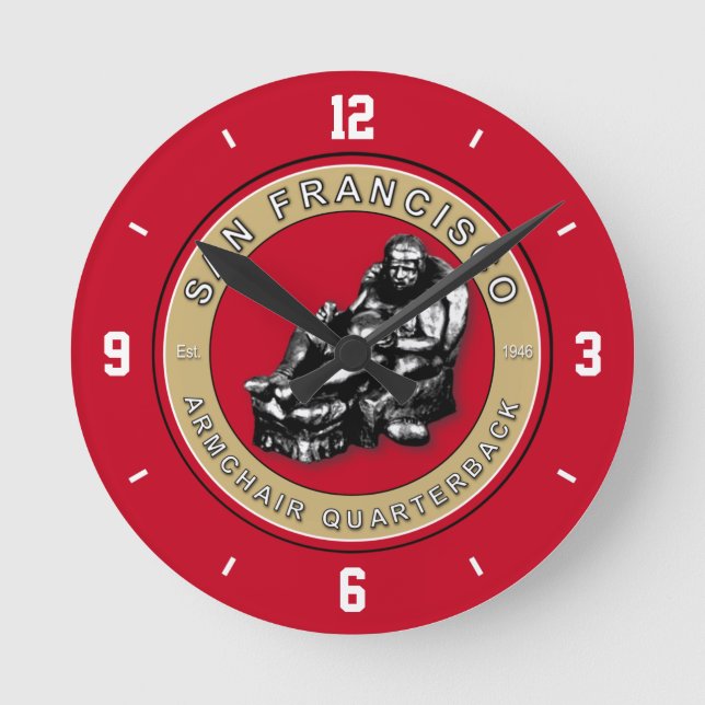 The Armchair Quarterback - San Francisco Football Round Clock (Front)