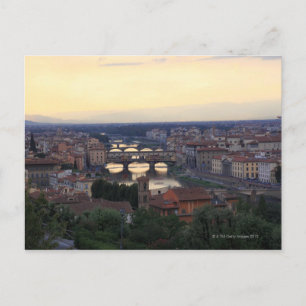 The Arno river and Ponte Vecchio in Florence, Postcard