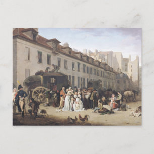 The Arrival of a Stagecoach at the Terminus Postcard