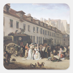 The Arrival of a Stagecoach at the Terminus Square Sticker