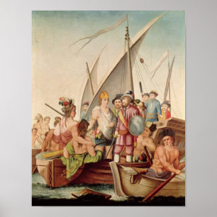 The Arrival of Hernando Cortes in Mexico Poster