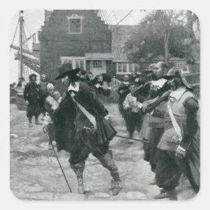 The Arrival of Stuyvesant in New Amsterdam Square Sticker