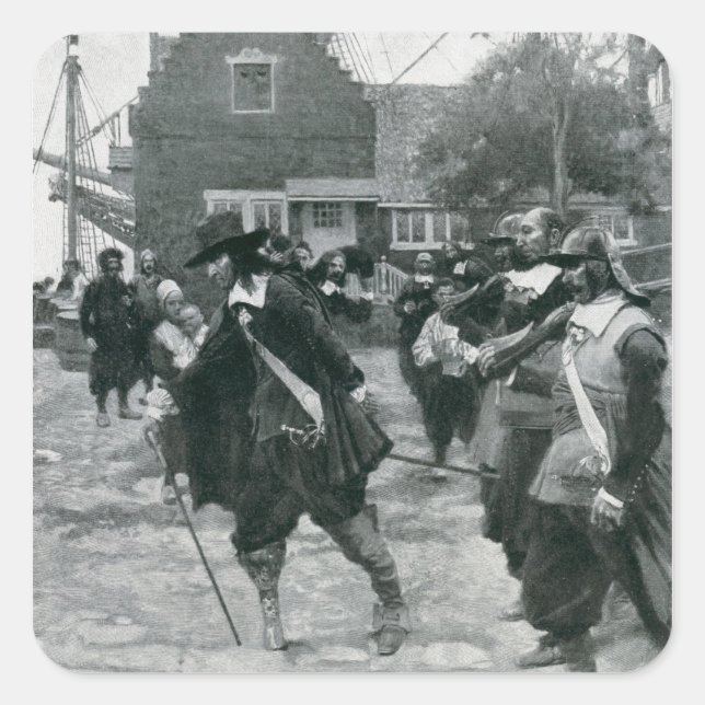 The Arrival of Stuyvesant in New Amsterdam Square Sticker (Front)