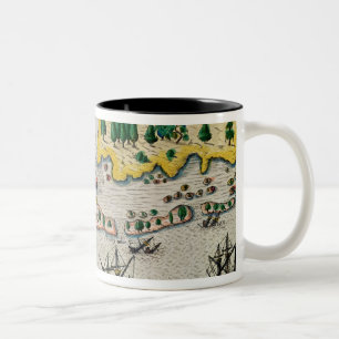 The Arrival of the English in Virginia Two-Tone Coffee Mug