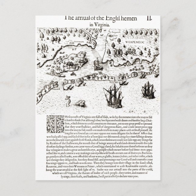 The Arrival of the Englishmen in Virginia Postcard (Front)