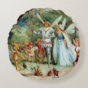 The Arrival of the King and Queen of Fairies Round Cushion