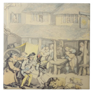 The Arrival of the Stage Coach at the Sun Inn, Bod Tile
