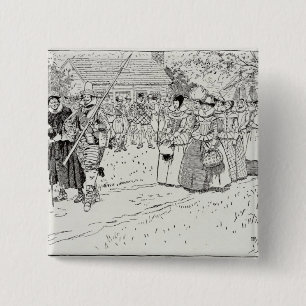 The Arrival of the Young Women at Jamestown 15 Cm Square Badge