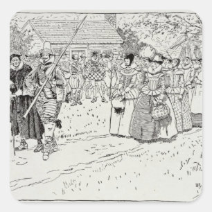 The Arrival of the Young Women at Jamestown Square Sticker