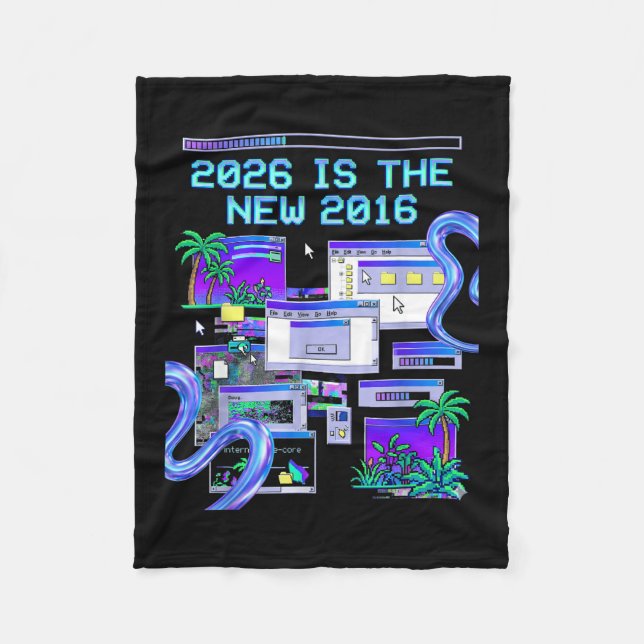 The Art 2016 Vaporwave Pixel Computer Aesthetic Fleece Blanket (Front)