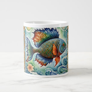 The Art of Batik Fish Large Coffee Mug