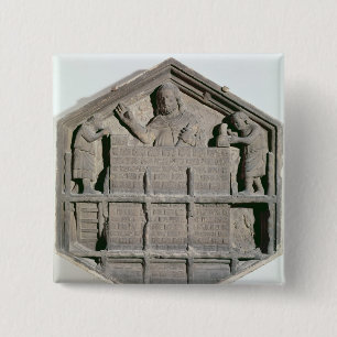 The Art of Building, hexagonal decorative relief 15 Cm Square Badge