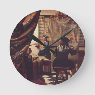The Art of Painting by Johannes Vermeer Round Clock