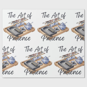 The Art of Patience Calligraphy Illustration Wrapping Paper