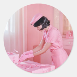 The Art of Pink Gift Wrapping Classic Round Sticker