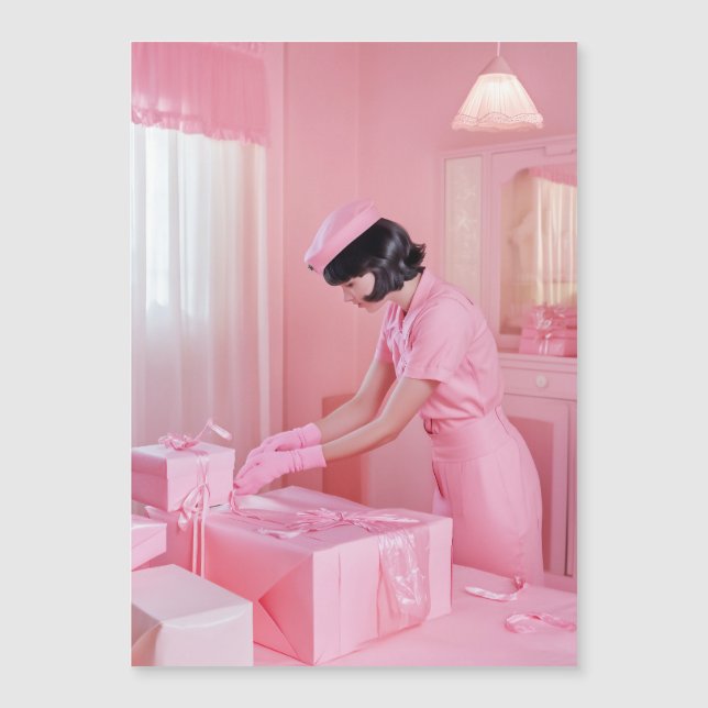 The Art of Pink Gift Wrapping Magnetic Invitation (Front)