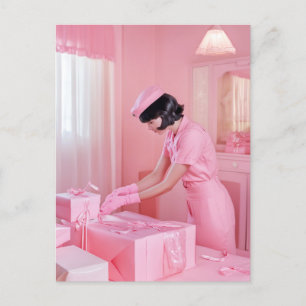 The Art of Pink Gift Wrapping Postcard