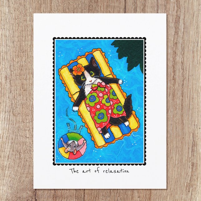 'The Art of Relaxation' Cat & Mouse Custom Postcard (Creator Uploaded)