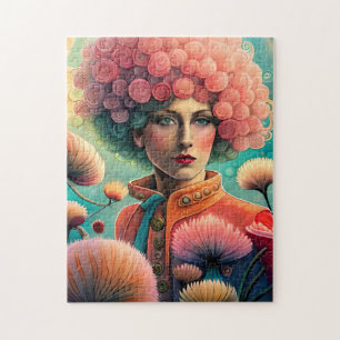 The Art of Surrealism in Refined Woman's Headpiece Jigsaw Puzzle