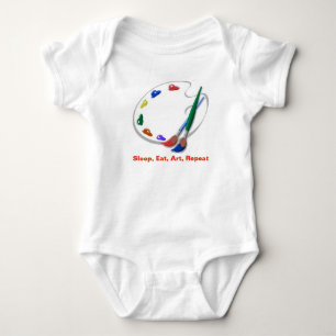 The Art Teacher Baby, Eat Sleep Art Repeat Baby Bodysuit