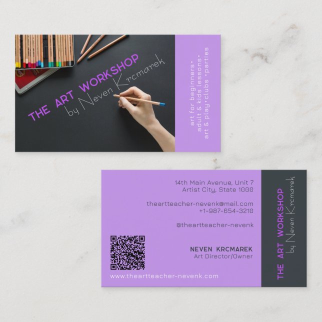 The Art Workshop Purple Artist Business Card (Front/Back)