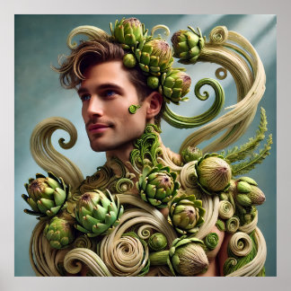 The Artichoke Man – Vegetable-Inspired Modern Art Poster