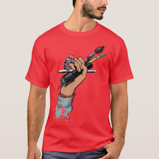 The artist brandishes tools of the trade friend T-Shirt