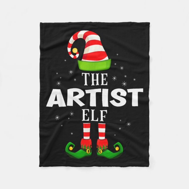 The Artist Elf Christmas Pjs Matching Pajama  Fleece Blanket (Front)