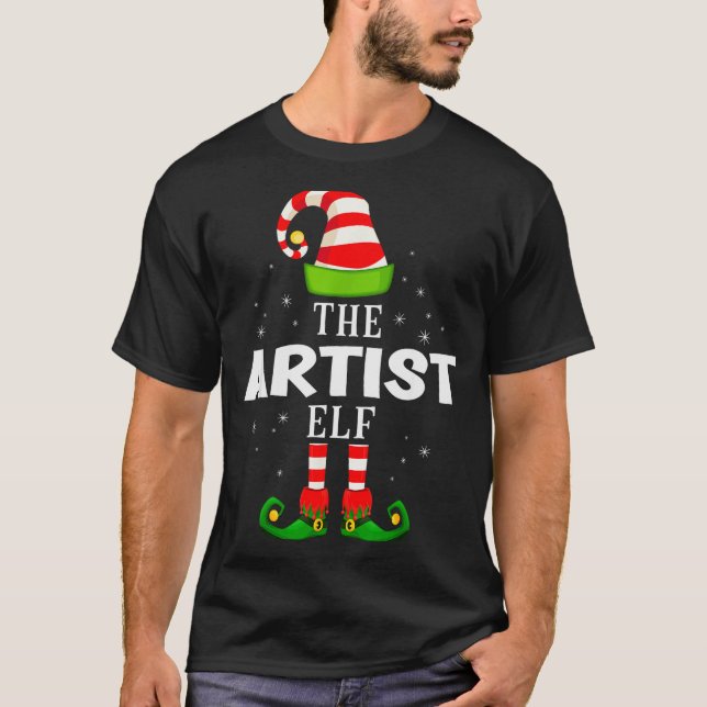 The Artist Elf Christmas Pjs Matching Pajama  T-Shirt (Front)