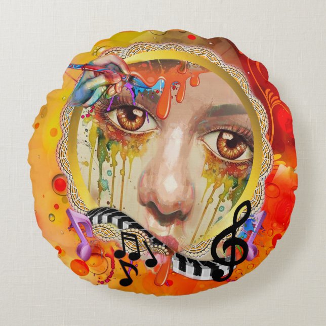 The Artist pallet Round Cushion (Front)