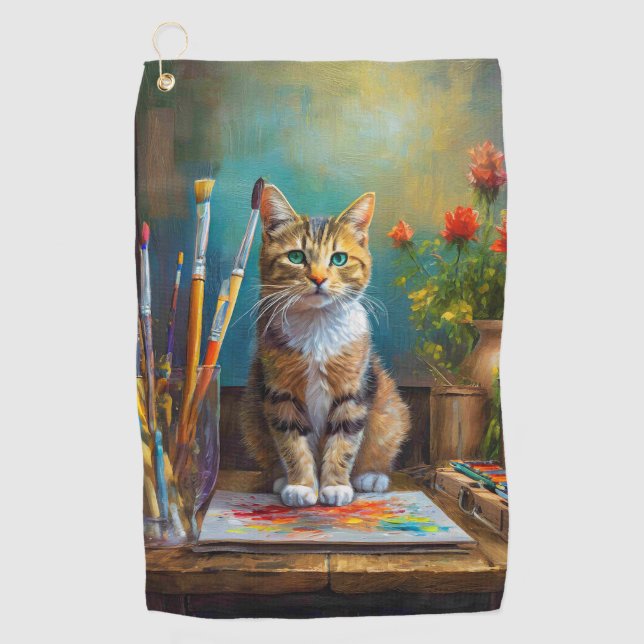 The Artistic Cat Golf Towel (Front)