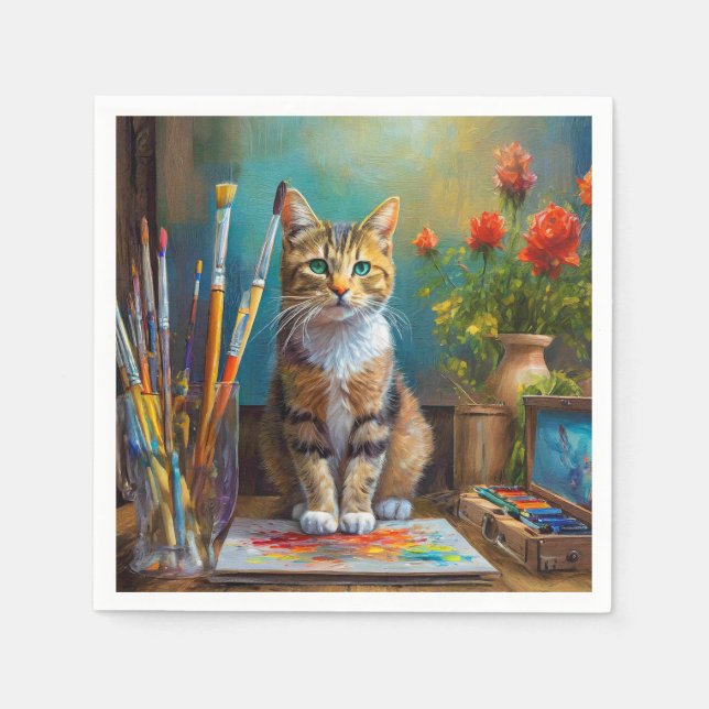 The Artistic Cat Napkin (Front)