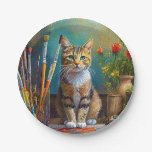 The Artistic Cat Paper Plate