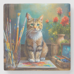 The Artistic Cat Stone Coaster