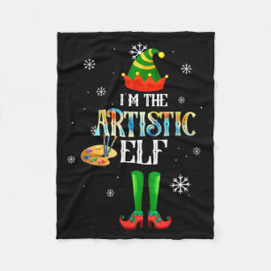 The Artistic Elf Squad Elf Family Christmas Pajama Fleece Blanket