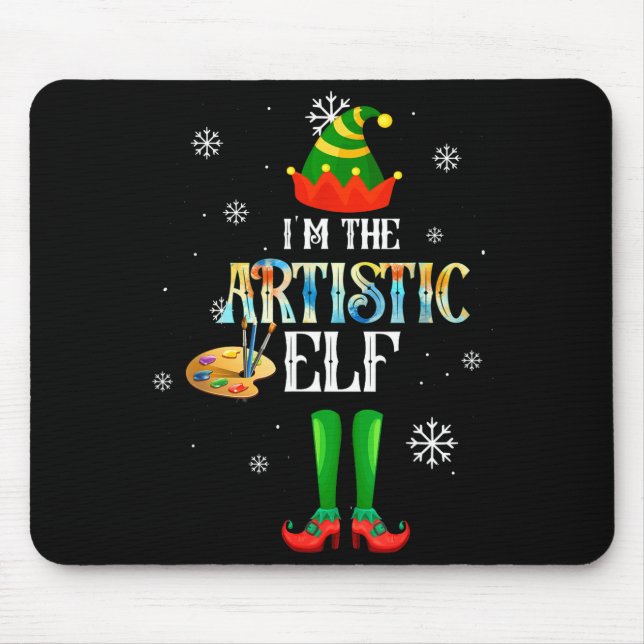 The Artistic Elf Squad Elf Family Christmas Pajama Mouse Mat (Front)