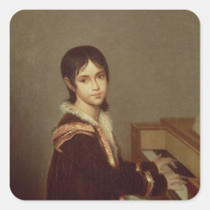 The Artist's Daughter at the Piano Square Sticker