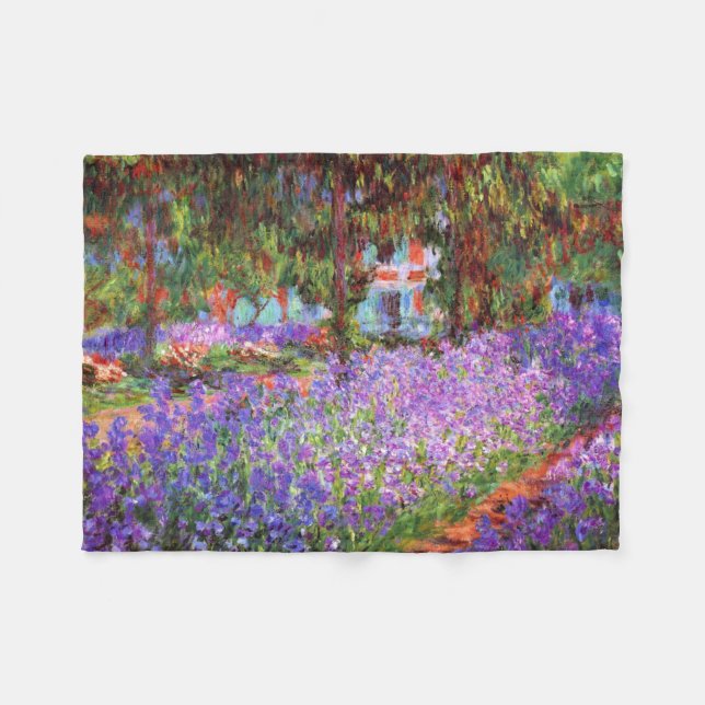 The Artist's Garden at Giverny by Monet Fleece Blanket (Front (Horizontal))