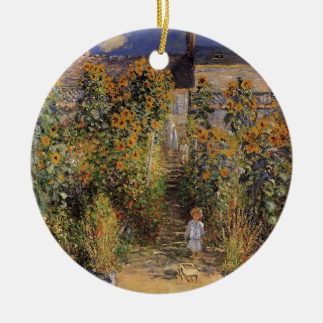 The Artist's Garden at Vetheuil by Claude Monet Ceramic Tree Decoration (Front)