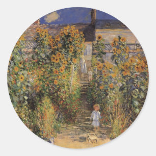 The Artist's Garden at Vetheuil by Claude Monet Classic Round Sticker