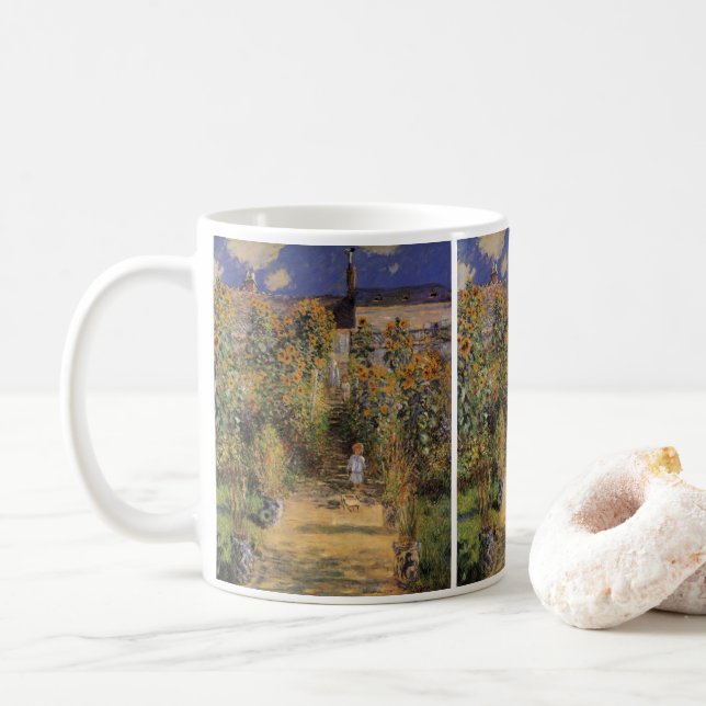 The Artist's Garden at Vetheuil by Claude Monet Coffee Mug (With Donut)